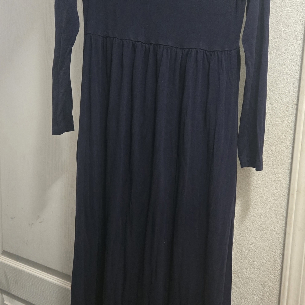 Elegant Navy Long Sleeve Long Dress